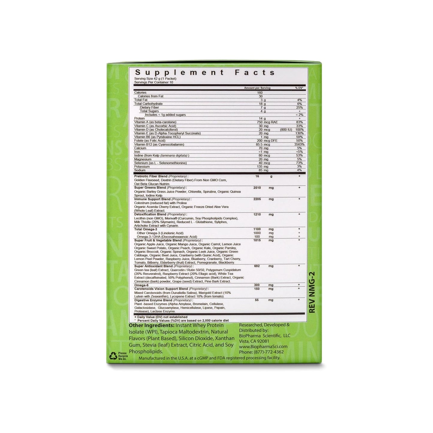 NanoMeal Plant-Based All-in-One Nutrition | Superfood Meal Replacement Powder | Tropical Fruit Blend | 10 Servings | Protein, Greens & Omega for Gut & Immune Support - Maple Wellness Supplements