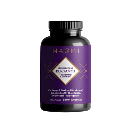 NAOMI Italian Citrus Bergamot 500mg + Resveratrol, Award-Winning Cardiologist Dvlpd, Supports Normal Cholesterol & Healthy Cellular Function, 7 Key Polyphenols - Maple Wellness Supplements