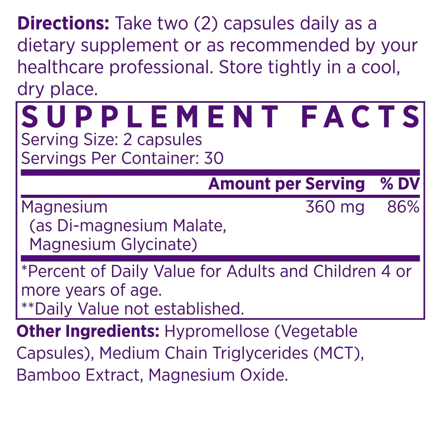 NAOMI Mighty Mg Magnesium Glycinate & Malate Complex 360mg, High Absorption Formula, Elemental Magnesium Supports Heart Health, Strong Bones, Better Sleep, Gluten-Free, Non-GMO, Vegan, 60 Veggie Caps - Maple Wellness Supplements