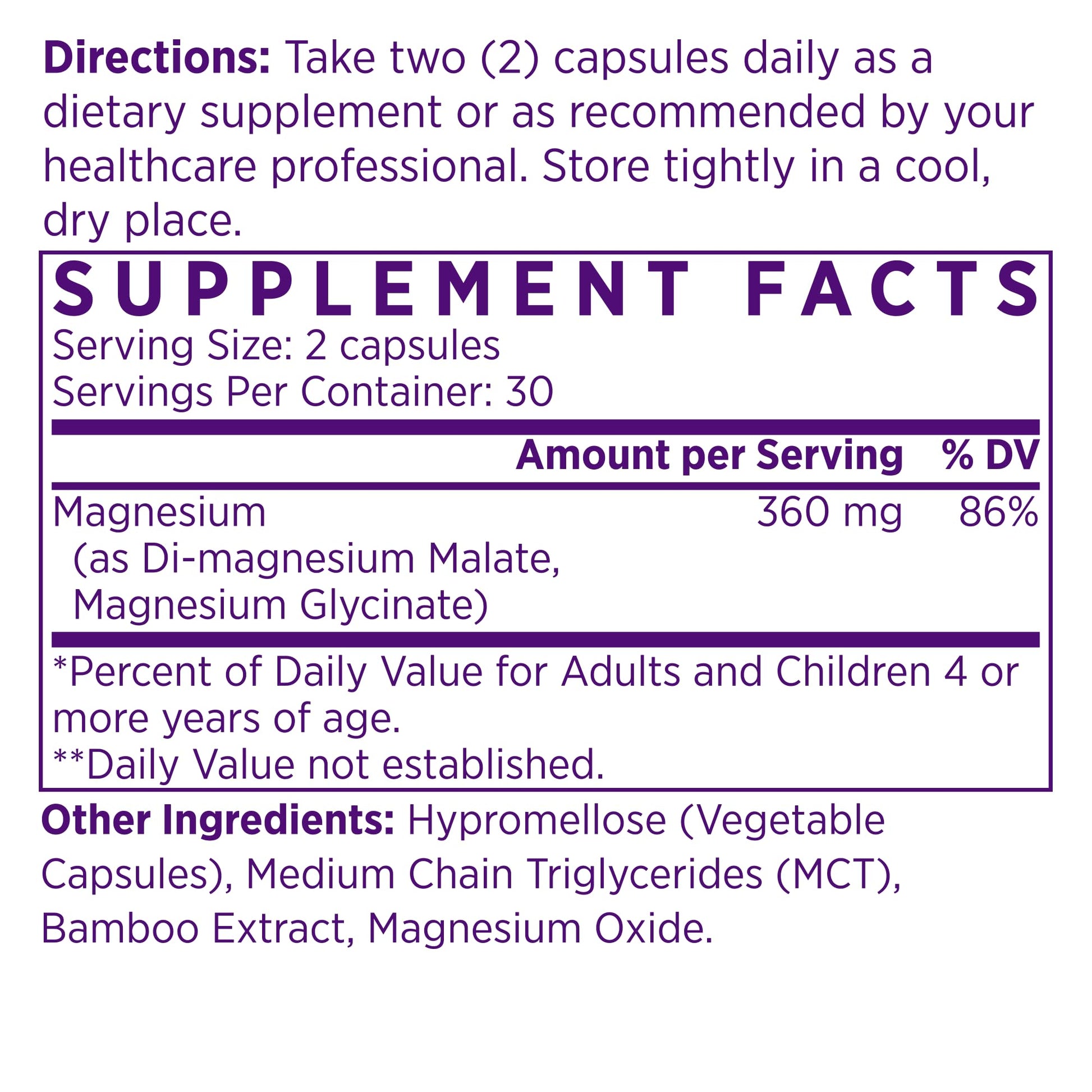 NAOMI Mighty Mg Magnesium Glycinate & Malate Complex 360mg, High Absorption Formula, Elemental Magnesium Supports Heart Health, Strong Bones, Better Sleep, Gluten-Free, Non-GMO, Vegan, 60 Veggie Caps - Maple Wellness Supplements