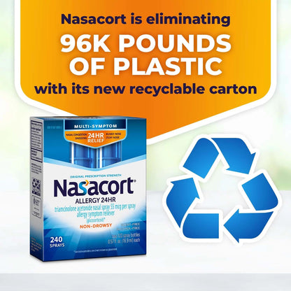 Nasacort 24HR Allergy Nasal Spray for Adults, Non-drowsy & Alcohol Free, 150 Spray Pack - Maple Wellness Supplements