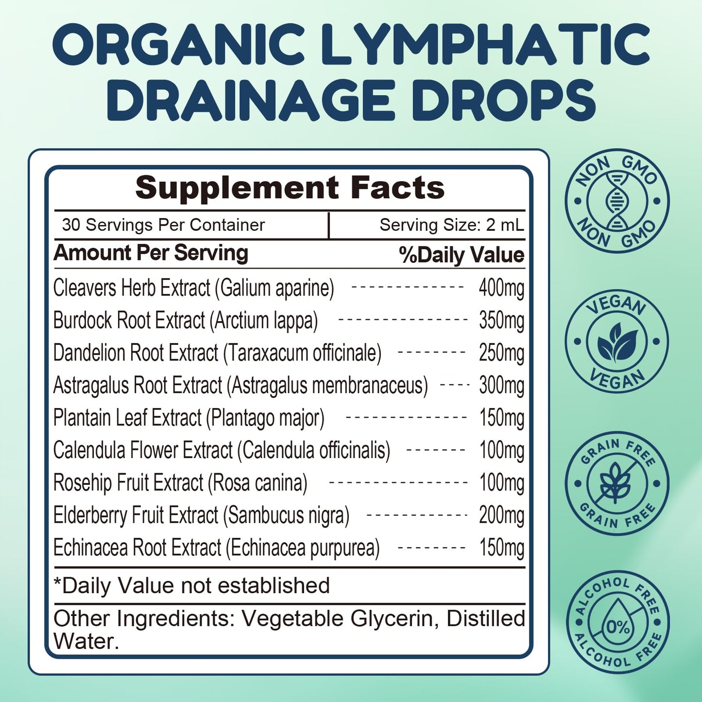 NaSeny Lymphatic Drainage Drops, 9 IN1 Lymphatic Drainage Supplements for Detox & Cleanse, Immune System Support with Echinacea, Elderberry, Dandelion, Arctium Lappa, 2 FL OZ - Maple Wellness Supplements