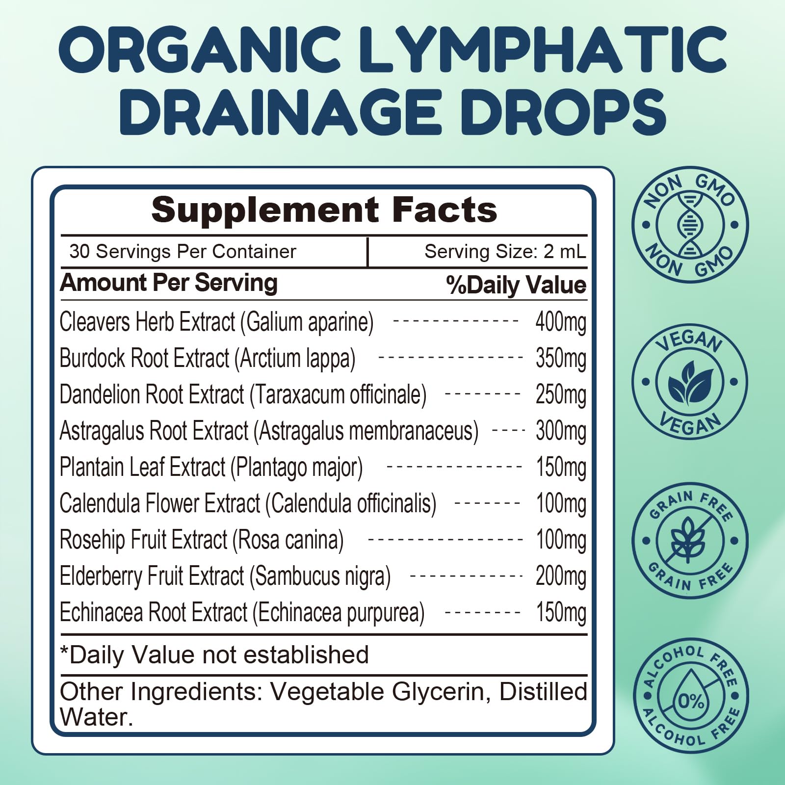 NaSeny Lymphatic Drainage Drops, 9 IN1 Lymphatic Drainage Supplements for Detox & Cleanse, Immune System Support with Echinacea, Elderberry, Dandelion, Arctium Lappa, 2 FL OZ - Maple Wellness Supplements