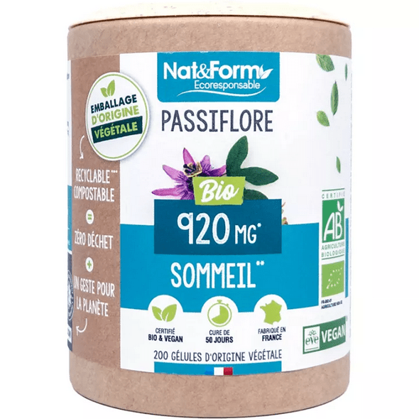 Nat & Form Passionflower Bio 200 Vegetable Capsules Eco - Maple Wellness Supplements