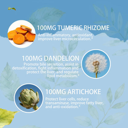 Natener Liver Support with 200mg Milk Thistle, 100mg Glutathione, 100mg NAC, 150mg Tumeric, Dandelion, Artichoke, Liver Cleanse Detox & Repair, Supports Energy*, Immunity & Liver Health*, 60 caps - Maple Wellness Supplements