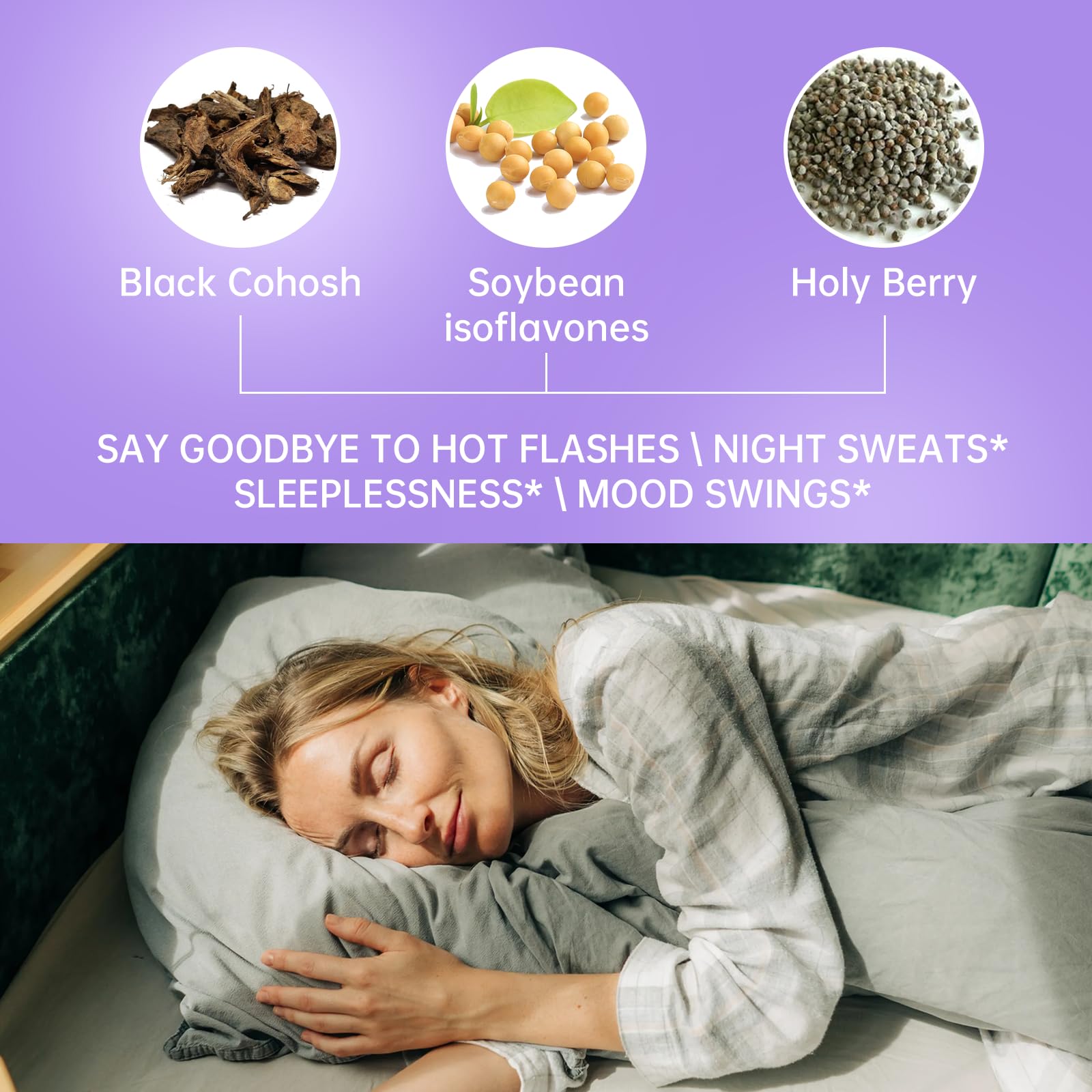 Natener Menopause Supplement for Women, Relieves 12 Menopausal Symptoms* | Black Cohosh + Soy Isoflavones + Ashwagandha + Moringa | for Alleviate Hot Flashes*, Night Sweats*, Weight* & Mood Swings* - Maple Wellness Supplements