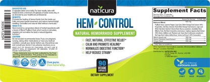 Naticura Bundle - Hem-Control Vegan Digestive Support Supplement (180 Count) and Alleviate Natural Hemorrhoid Relief Cream for Burning, Itching and Swelling (1.7 oz) Plus 2 Travel-Size Tubes - Maple Wellness Supplements