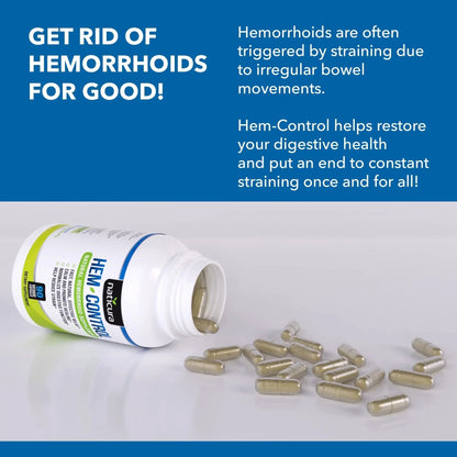 Naticura Hem-Control - Fast Effective Hemorrhoid Treatment Supplement - Powerful Formula to Promote Symptom Relief, Shrinking of Hemorrhoids, Ease Discomfort - 90 Vegan Capsules - Made in USA - Maple Wellness Supplements