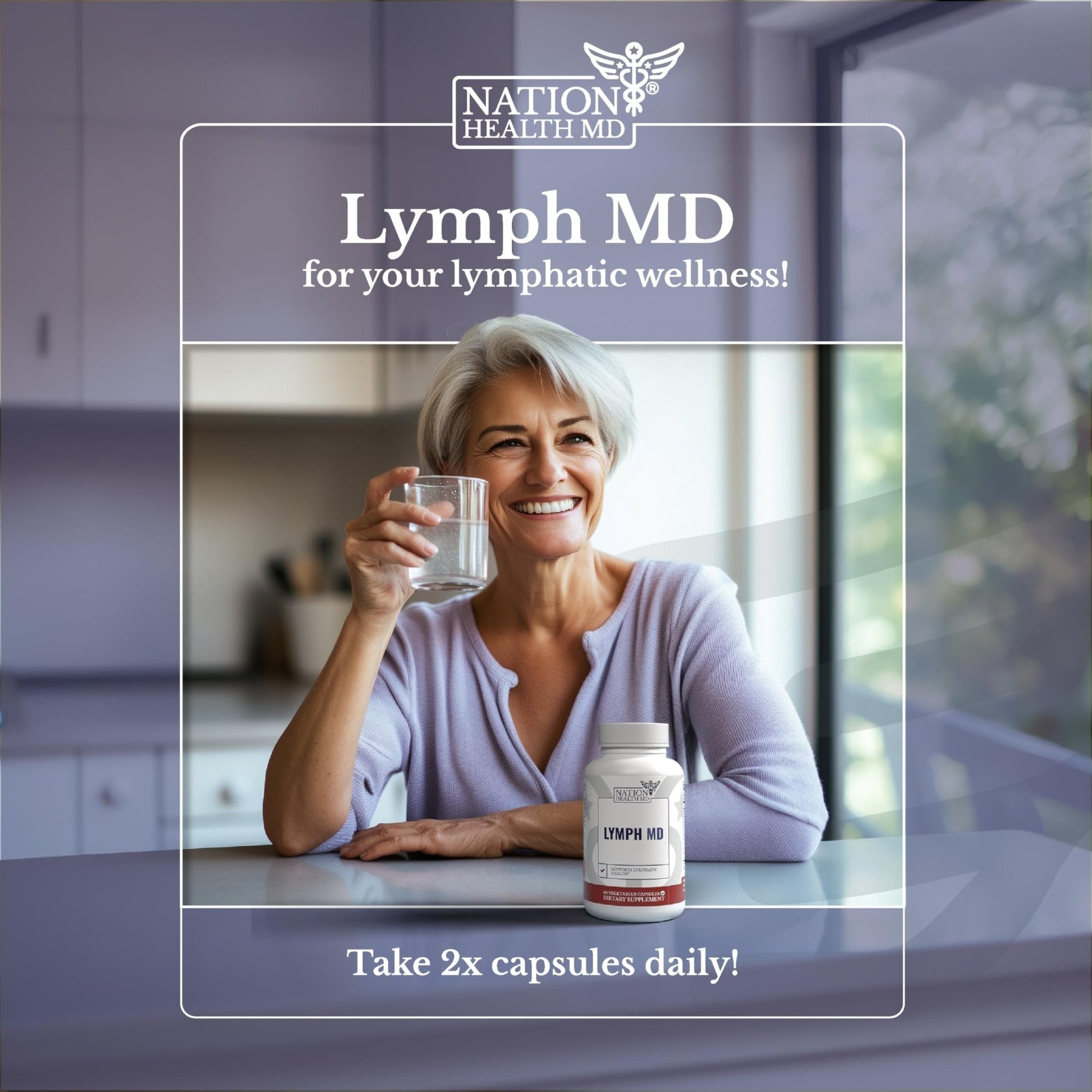 NATION HEALTH MD Lymph MD - Lymphatic Drainage Supplement - with Bromelain, Echinacea, Burdock Root, Dandelion, Rutin, Kelp & More - Lymph System Support for Women & Men - 60 Capsules - Maple Wellness Supplements
