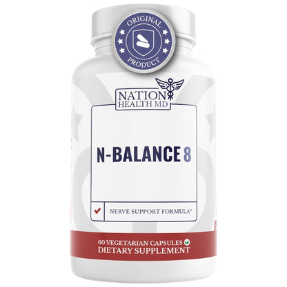 NATION HEALTH MD N-Balance 8 - Nerve Support Formula - Nerve Support Supplement with Alpha Lipoic Acid, Benfotiamine and ALA - Nerve Health Supplements for Men & Women, 120 Capsules - Maple Wellness Supplements