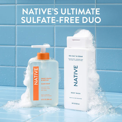 Native Body Wash Contains Naturally Derived Ingredients | For Women & Men, Sulfate, Paraben, & Dye Free Leaving Skin Soft and Hydrated | Sea Salt & Cedar 18 oz - Maple Wellness Supplements