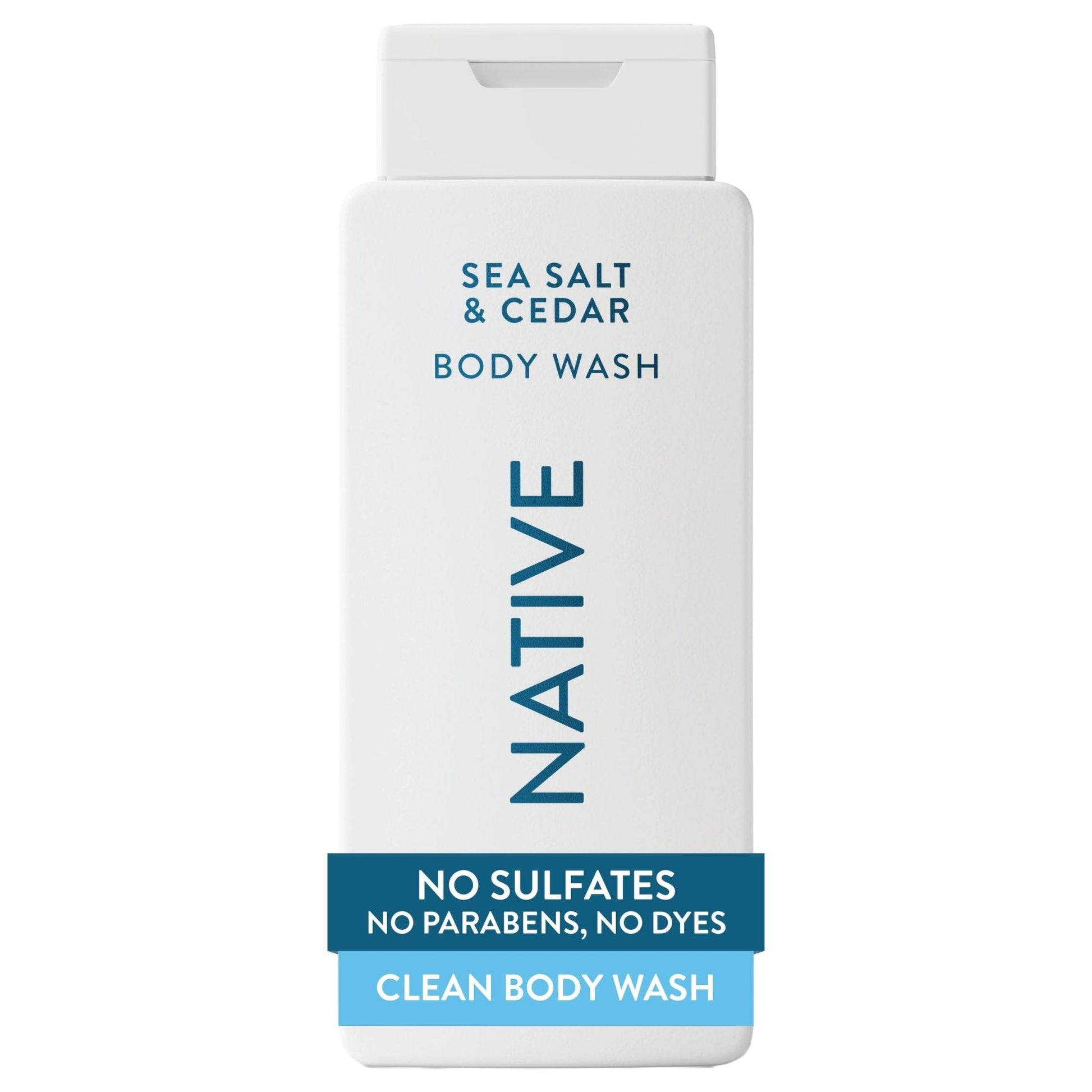 Native Body Wash Contains Naturally Derived Ingredients | For Women & Men, Sulfate, Paraben, & Dye Free Leaving Skin Soft and Hydrated | Sea Salt & Cedar 18 oz - Maple Wellness Supplements