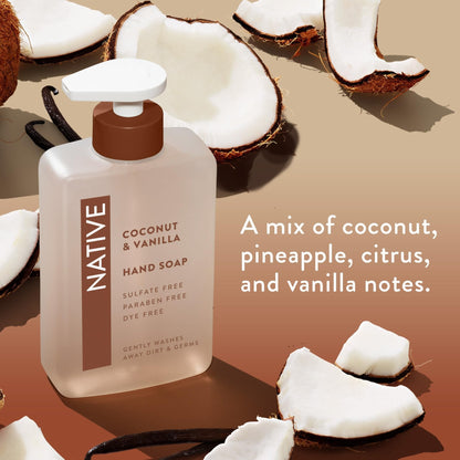 Native Liquid Hand Soap, Coconut & Vanilla Scent, Non-Drying Formula for Soft, Smooth Hands - Maple Wellness Supplements