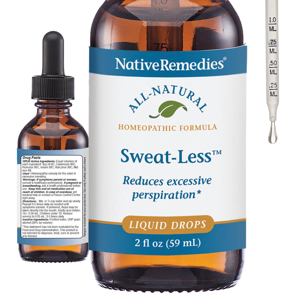 Native Remedies Sweat-Less - Natural Homeopathic Formula for Excessive Sweating, Perspiration and Clamminess - 59 mL - Maple Wellness Supplements