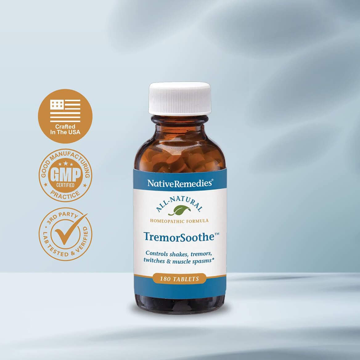 Native Remedies TremorSoothe - Natural Homeopathic Formula to Temporarily Control Shakes, Tremors, Muscle Spasms and Twitches -180 Tablets - Maple Wellness Supplements