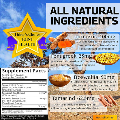 Native Source Joint Support Supplement - Turmeric - Tamarind - Boswellia - Fenugreek - Maple Wellness Supplements