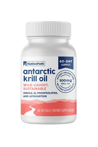 NativePath Antarctic Krill Oil - Wild-Caught Omega 3 Krill Oil 500mg Softgels with EPA, DHA and Astaxanthin - Supplement for Joint, Hear - Maple Wellness Supplements