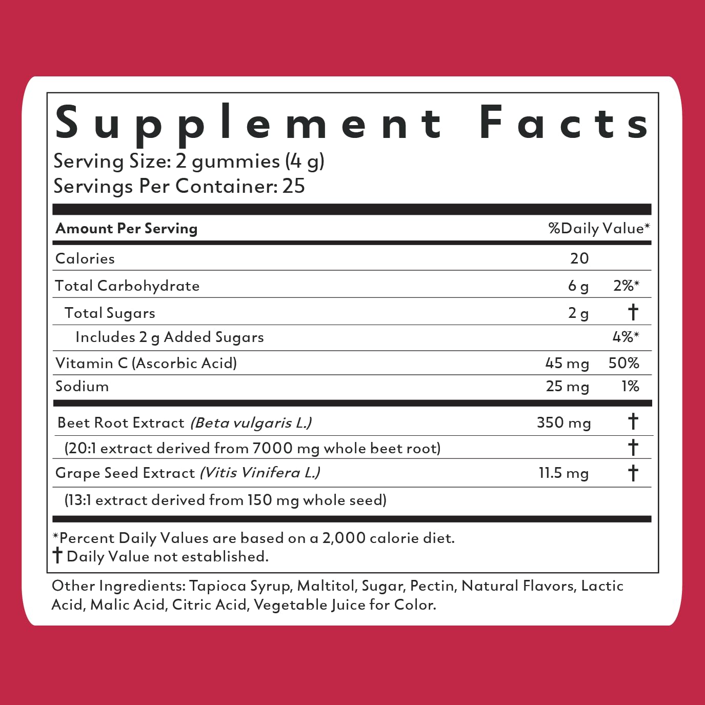 Natrava Beets+ Gummies - Premium Beet Root Powder, Grape Seed Extract and Vitamin C - Supports Healthy Blood Pressure and Heart Health - Low Sugar Nitric Oxide and Circulation Supplement - 50 Gummies - Maple Wellness Supplements