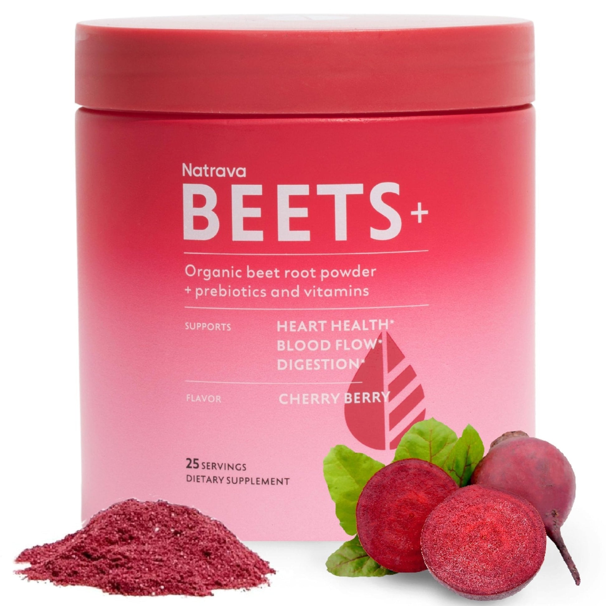 Natrava Beets+ Organic Beet Root Powder Blend Fortified with Vitamins & Prebiotics for Heart Healthy Energy & Nitric Oxide Production - Maple Wellness Supplements