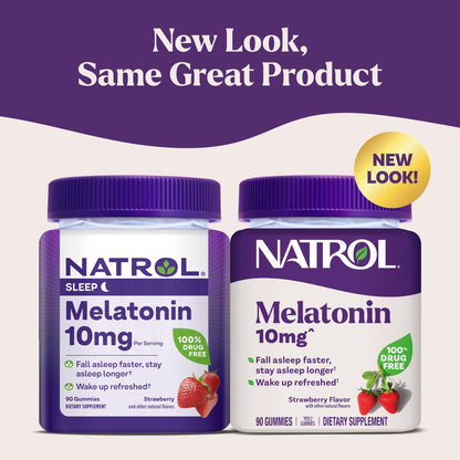 Natrol 10 mg Melatonin Gummies, Sleep Support for Adults, Melatonin Supplements for Sleeping, 90 Strawberry-Flavored Gummies, 45 Day Supply - Maple Wellness Supplements