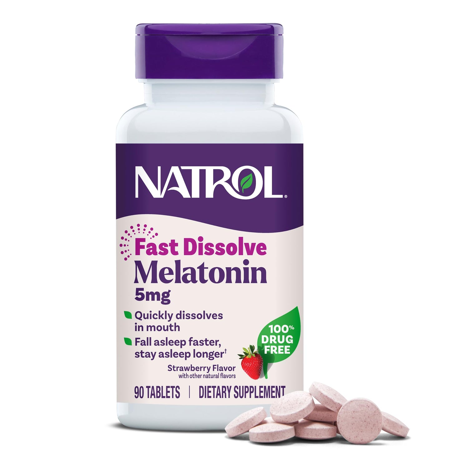 Natrol 5mg Fast Dissolve Tablets Melatonin Strawberry Flavor - Maple Wellness Supplements