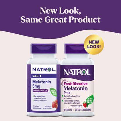 Natrol 5mg Fast Dissolve Tablets Melatonin Strawberry Flavor - Maple Wellness Supplements