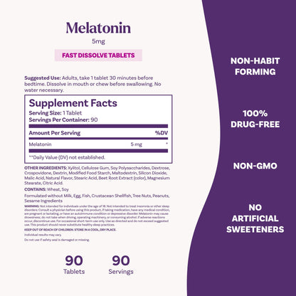 Natrol 5mg Fast Dissolve Tablets Melatonin Strawberry Flavor - Maple Wellness Supplements