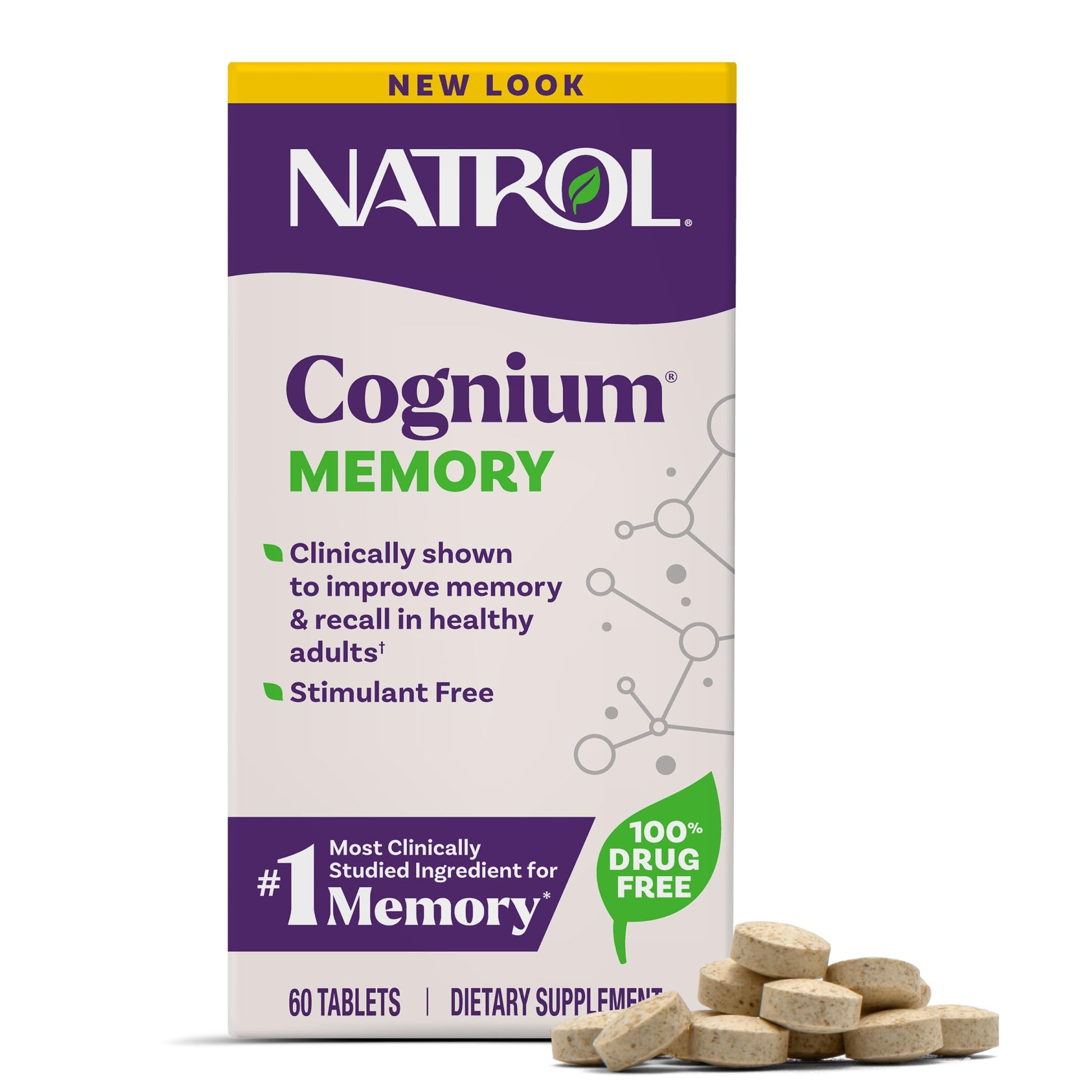 Natrol Cognium Memory, Brain Health Supplements for Adults, Brain Memory Supplements, Enhances Mental Agility in Healthy Adults, - Maple Wellness Supplements