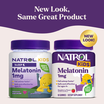 Natrol Kids Melatonin 1mg, for Restful Sleep, 90 Raspberry-Flavored Gummies - Maple Wellness Supplements