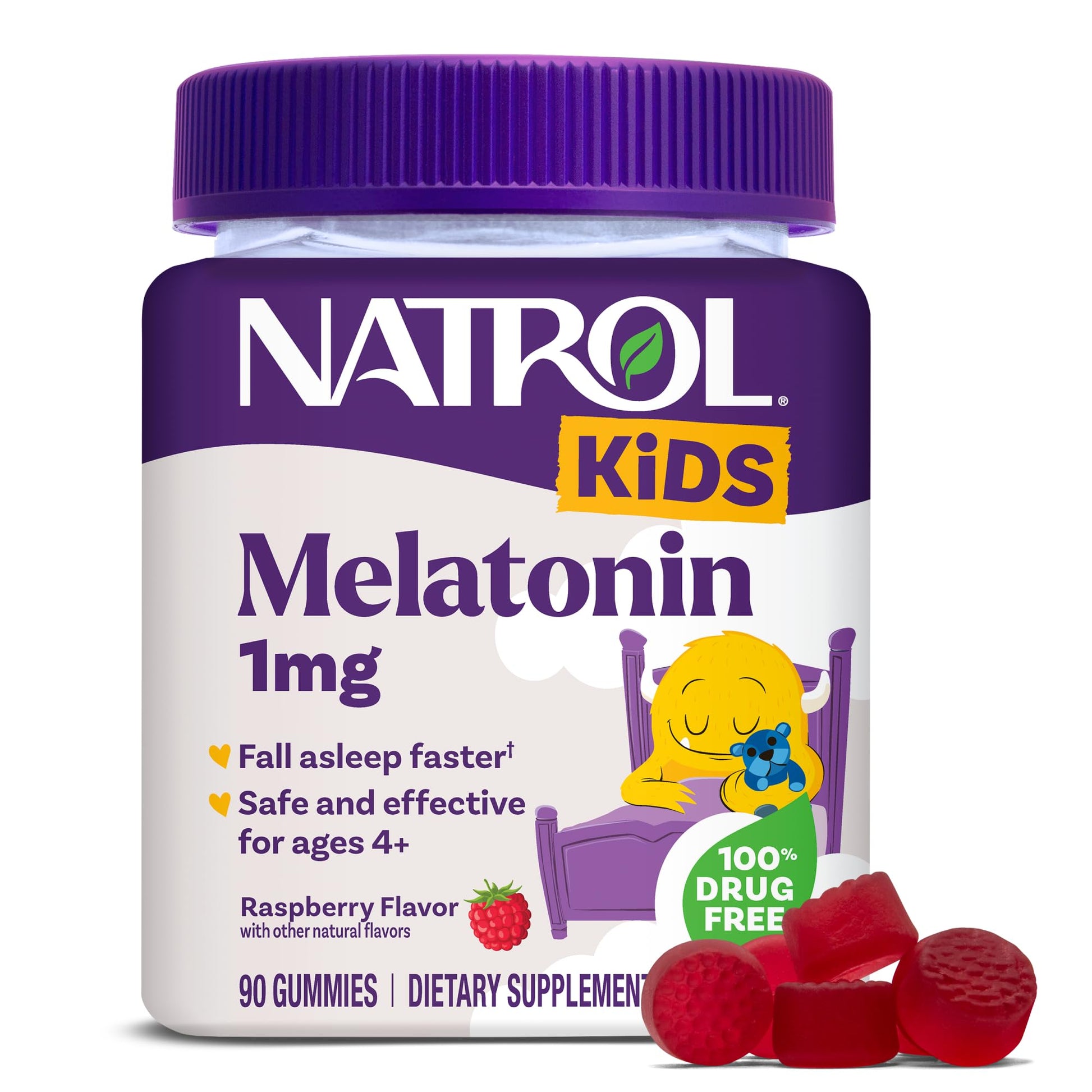 Natrol Kids Melatonin 1mg, for Restful Sleep, 90 Raspberry-Flavored Gummies - Maple Wellness Supplements