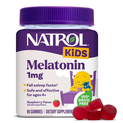 Natrol Kids Melatonin 1mg, for Restful Sleep, 90 Raspberry-Flavored Gummies - Maple Wellness Supplements