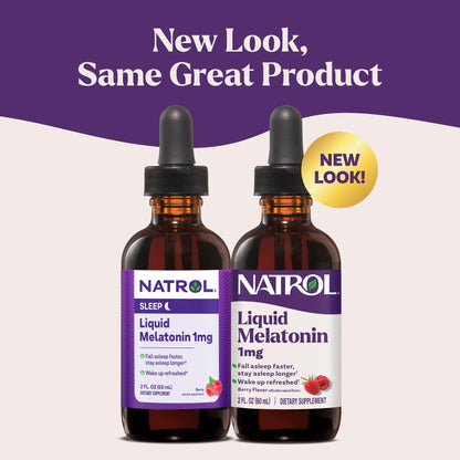 Natrol Liquid Melatonin 1 mg, Adult Melatonin Supplement to Fall Asleep Faster and Stay Asleep Longer, Wake Up Refreshed, - Maple Wellness Supplements