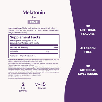 Natrol Liquid Melatonin 1 mg, Adult Melatonin Supplement to Fall Asleep Faster and Stay Asleep Longer, Wake Up Refreshed, - Maple Wellness Supplements