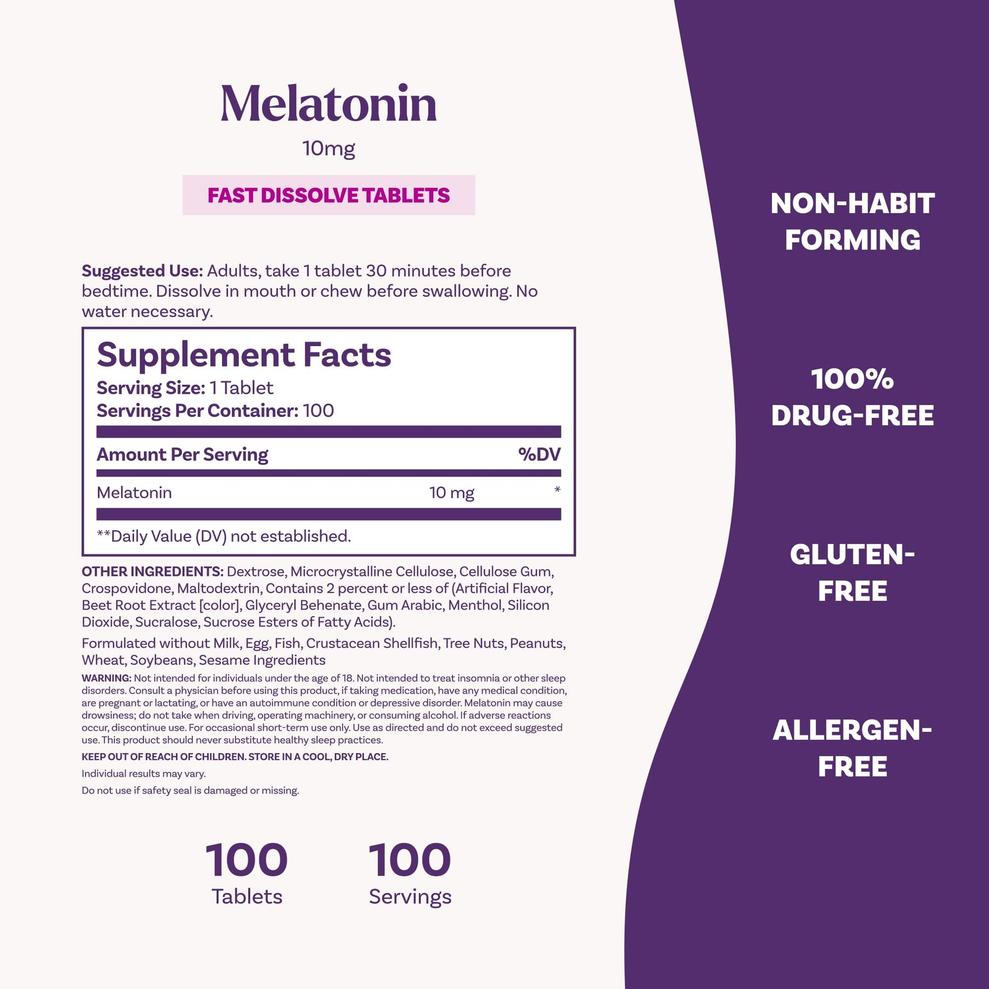 Natrol Melatonin 10mg Fast Dissolve Tablets - Strawberry Flavor, 100 Count, Sleep Support, Fast Dissolve Melatonin for Adults, 100-Day Supply - Maple Wellness Supplements