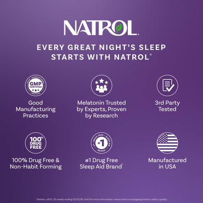 Natrol Melatonin 10mg Fast Dissolve Tablets - Strawberry Flavor, 100 Count, Sleep Support, Fast Dissolve Melatonin for Adults, 100-Day Supply - Maple Wellness Supplements