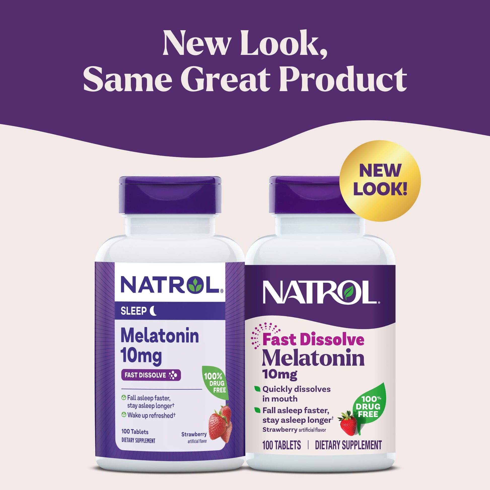 Natrol Melatonin 10mg Fast Dissolve Tablets - Strawberry Flavor, 100 Count, Sleep Support, Fast Dissolve Melatonin for Adults, 100-Day Supply - Maple Wellness Supplements