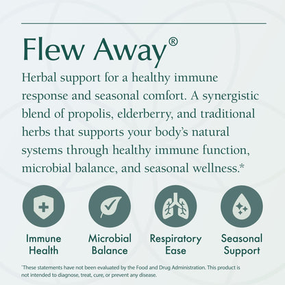 Natura Health Products Flew Away Supplement - Immune System Support & Seasonal Defense - Featuring Ginger, Elderberry, Propolis and Eucalyptus (60 Capsules) - Maple Wellness Supplements