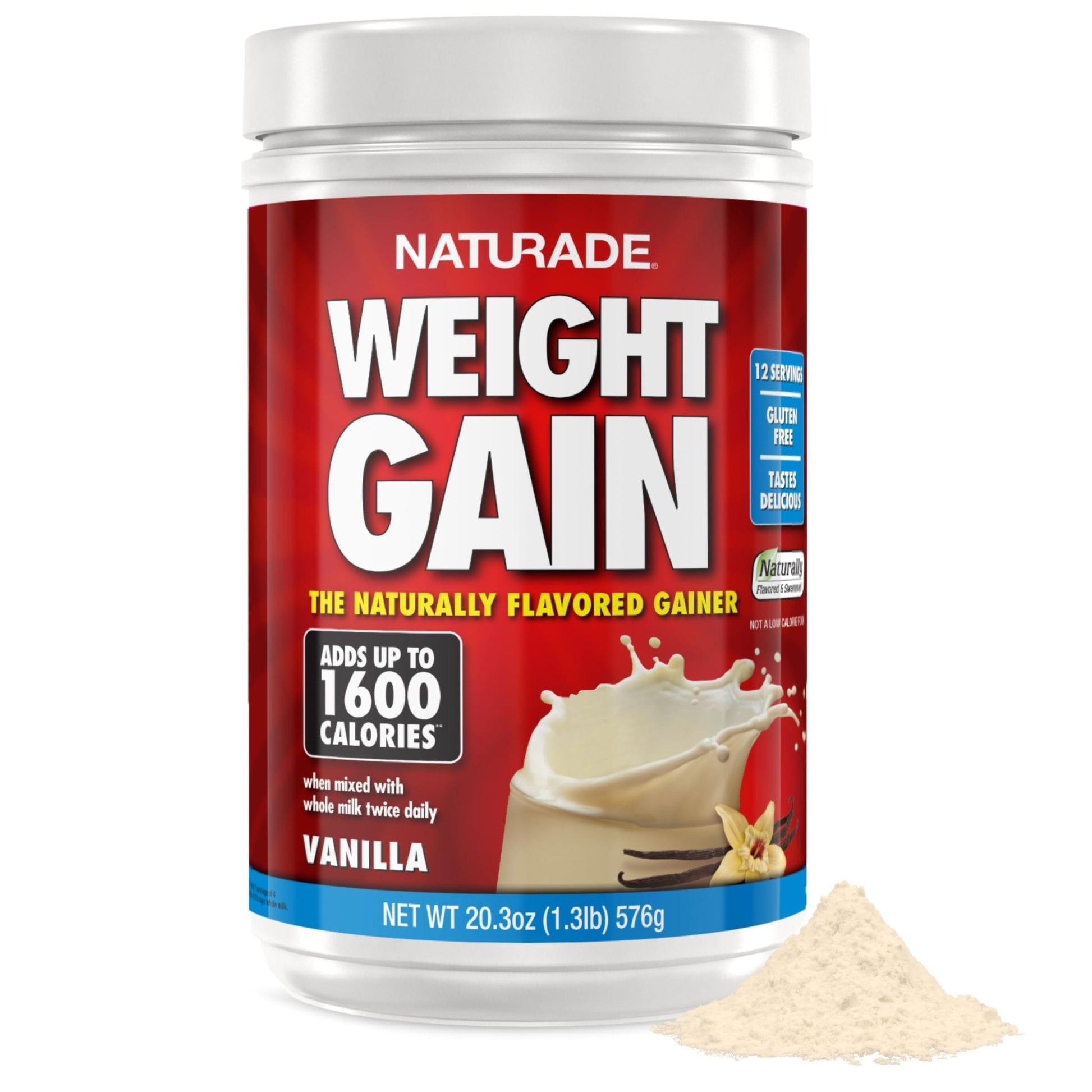 Naturade Weight Gain Nutrition Drink Mix for Healthy Weight Support, Balanced Calories with Protein, Vitamins & Minerals, Vanilla - 20.3 oz - Maple Wellness Supplements