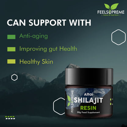 Natural Black Altai Shilajit Resin Large (50g) Pot | 100% Pure Additive Free | 80 Trace - Maple Wellness Supplements