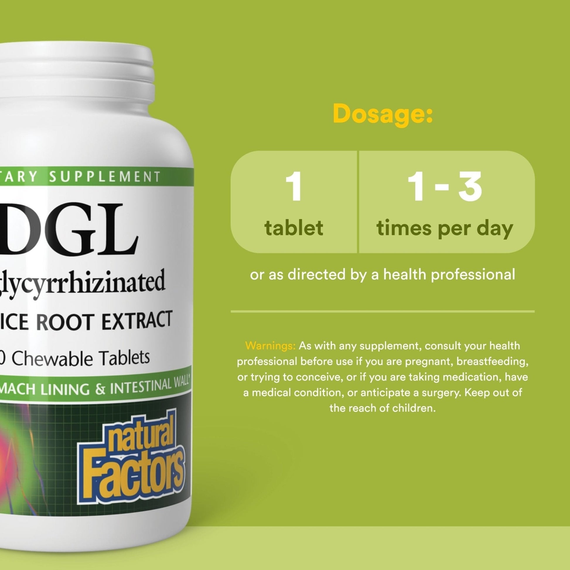 Natural Factors DGL Chewable - Digestive Support Supplement with Licorice Root Extract - Chewable Tablets Support Stomach Lining & Health - Non-GMO & Gluten-Free - Maple Wellness Supplements