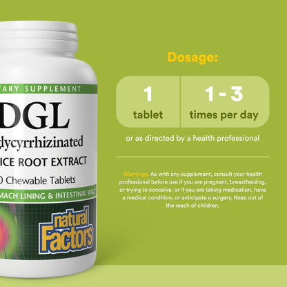 Natural Factors DGL Chewable - Digestive Support Supplement with Licorice Root Extract - Chewable Tablets Support Stomach Lining & Health - Non-GMO & Gluten-Free - Maple Wellness Supplements