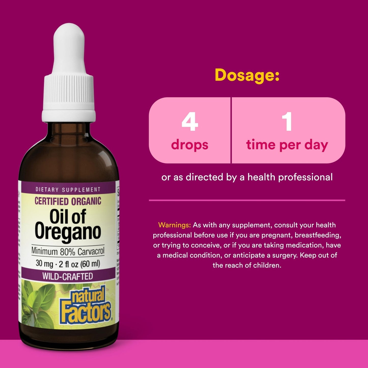 Natural Factors Oil of Oregano - Liquid Antioxidant Support Supplement for Immune Support - Easy Swallow Health Supplement - Maple Wellness Supplements