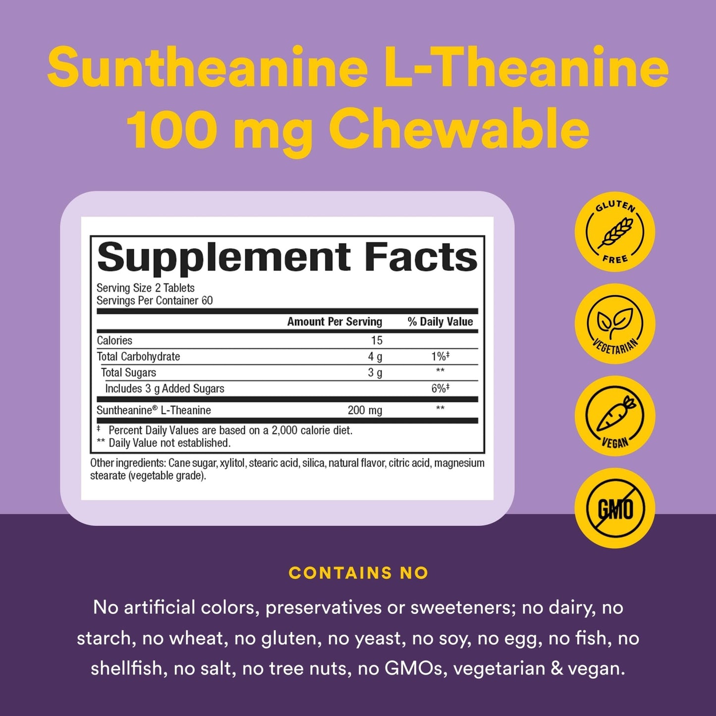 Natural Factors Suntheanine L-Theanine 100 mg - Health Supplement for Calm Outlook - L-Theanine Supplement Supports Relaxing Sleep & Aids Against Drowsiness - Maple Wellness Supplements