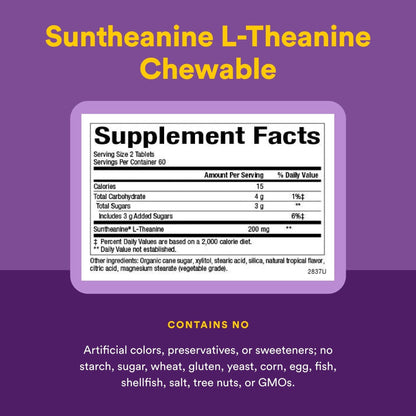 Natural Factors Suntheanine L-Theanine 100 mg - Health Supplement for Calm Outlook - L-Theanine Supplement Supports Relaxing Sleep & Aids Against Drowsiness - Maple Wellness Supplements
