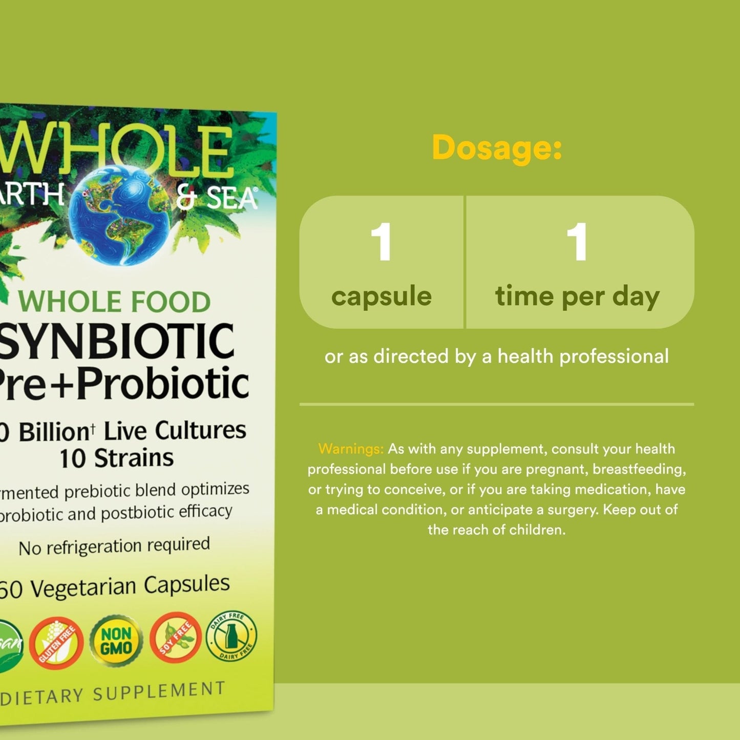 Natural Factors Whole Food Synbiotic Pre+Probiotic 10 Billion - Organic Gut & Digestive Health Supplement - Non-GMO, Gluten-Free & Dairy-Free - Maple Wellness Supplements