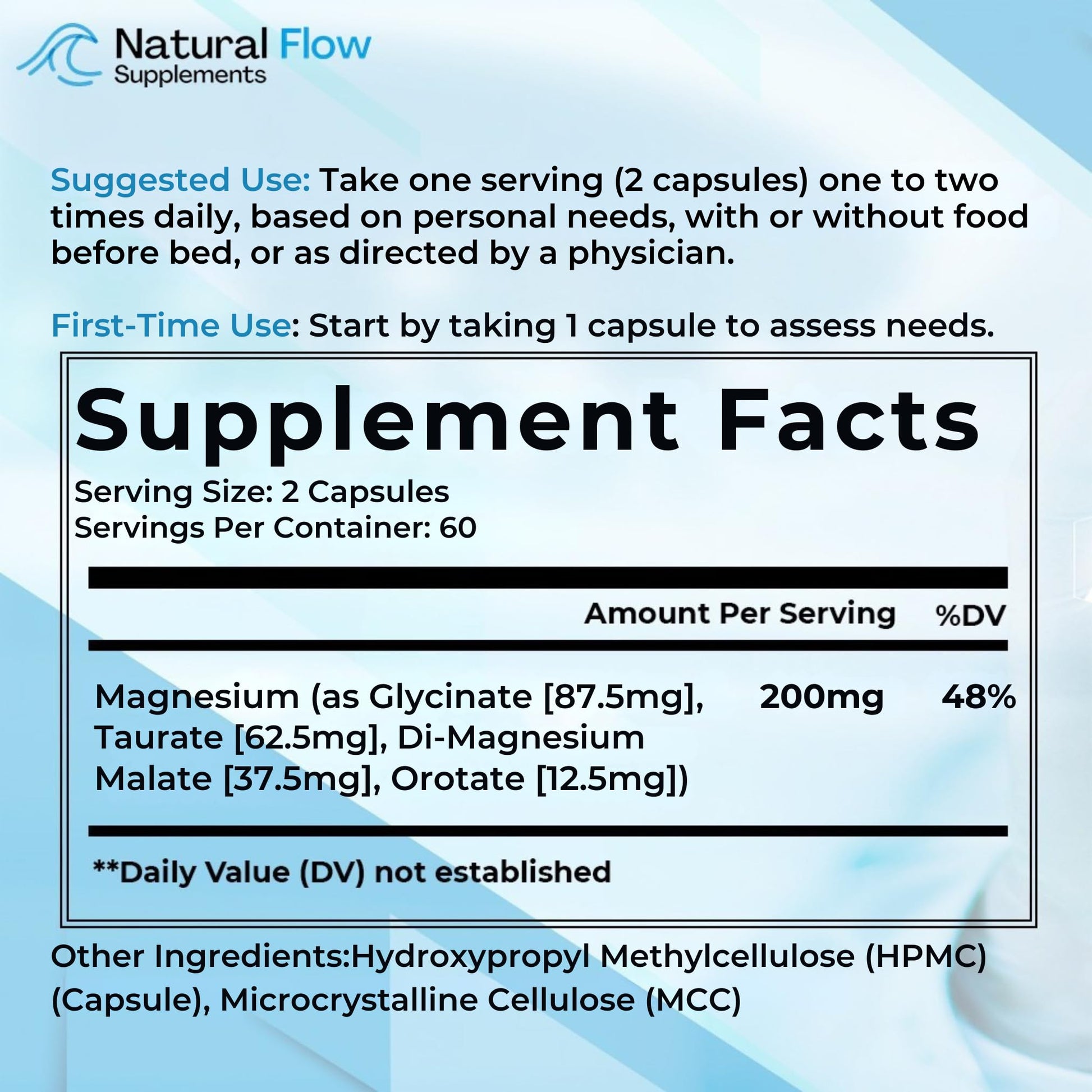 Natural Flow 4X Magnesium Supplement, Magnesium Glycinate, Taurate, Malate, Orotate Complex, Calm Sleep and Cramp Support Blend - Maple Wellness Supplements