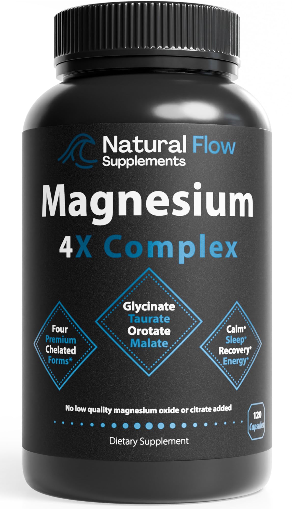 Natural Flow 4X Magnesium Supplement, Magnesium Glycinate, Taurate, Malate, Orotate Complex, Calm Sleep and Cramp Support Blend - Maple Wellness Supplements