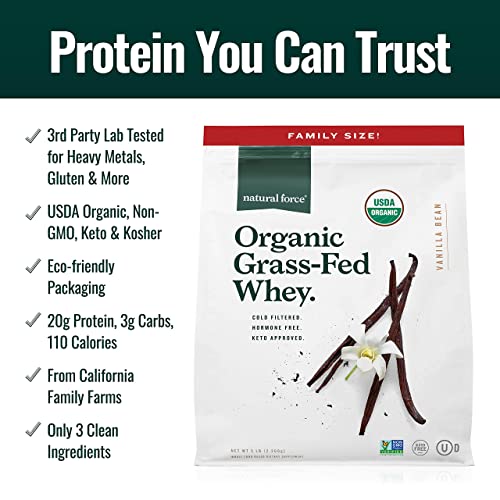 Natural Force Grass Fed Organic Whey Protein Powder – Non GMO Verified, Humane - Maple Wellness Supplements