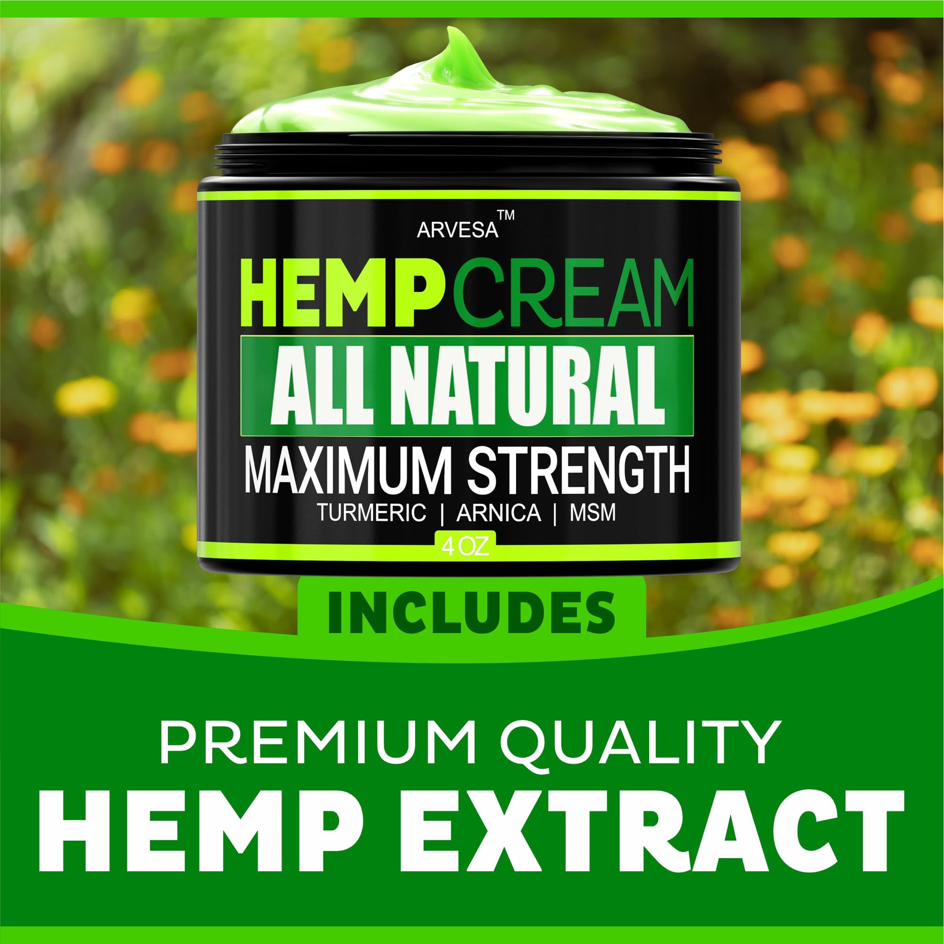 Natural Hemp Cream - Maximum Strength Gel - Hemp Cream with Arnica, MSM, Glucosamine, Menthol, Aloe, Turmeric, Boswellia - Fast Absorption, Non-Greasy, Lightweight - Advanced Formula - 4 oz - Maple Wellness Supplements