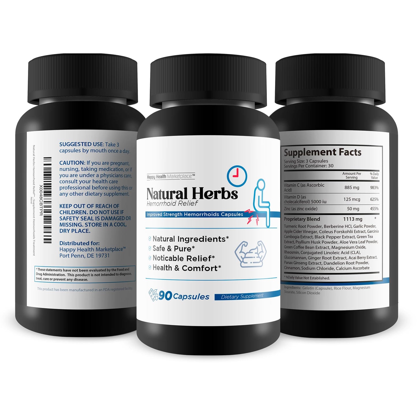 Natural Herbs Hemorrhoids Capsules - Our Best Hemorrhoid Relief Supplement - Premium Natural Herbs Strength Hemorrhoids Capsules - Hemorrhoids Natural Herbs Hemorrhoid Treatment Hemorrhoids Treatment - Maple Wellness Supplements